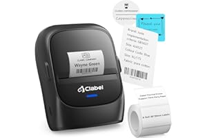 CLABEL Mini Bluetooth Etichette Stampante: 221B Portatile Termica Codice a Barre Stampante per iOS e Android, Ricarica Trasporto Etichettatrice Stampa Adatto per Casa Ufficio con 1 Rotolo Etichette