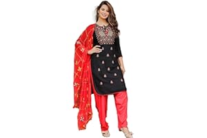 INDACORIFY Rayon Kurti mit Patiala Hose und Dupatta für Mädchen & Frauen Festliche Party Bürokleidung Salwar Kameez