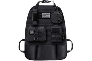 MEQI Auto-Rückenlehnen-Organizer, universeller taktischer Molle-Fahrzeug-Abdeckung, Schutz mit mehreren Taschen für LKW, SUV, MPV, Limousine, Van (5-in-1 – schwarzes Set)