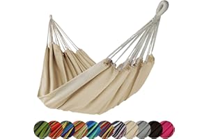 ‎BB SPORT BB Sport Hängematte XL 220 x 170 cm max. Belastbarkeit 250 kg Tragetasche 1-2 Personen Camping Garten Balkon Terasse Wetterfest, Farbe:Beach