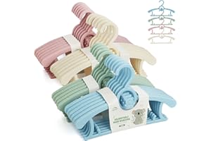 Anstore Zestaw 24 wieszaków plastikowych na ubrania dla niemowląt, rozsuwane wieszaki do pokoju dziecięcego, wieszaki z oszczędzającymi miejsce haczykami, antypoślizgowe wieszaki na ubrania dla niemowląt i dzieci