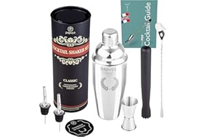 PAPUYA Cocktail Shaker Set Barman Professionale 750ml Acciaio Inox Completo Kit Accessori Ricettario Ebook Idea per Martini Gin Tonic Mojito Party Feste Aperitivo Bar Bartender e come Regalo Uomo Donna 2023