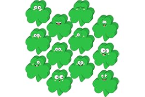 JUNEBRUSHS Shamrock Cutouts, 120Pcs St. Patrick's Day Paper Cutouts Green Shamrock Face Cutouts Bulletin Board Decorations for Classroom Home Decor and Irish Party Supplies, 12 Styles