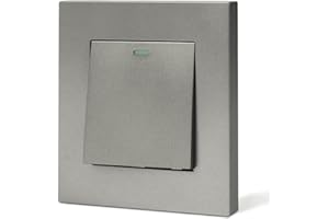 AXFEE Electrical Single Wall Light Switch, 1 Way 10A Single One Gang Light Switch, Gray Moulded Rocker Tactile Light Switches, Screwless Mechanical Lightswitch for Living room Bedroom Stairwell Wall