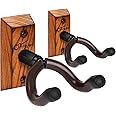 SNIGJAT Guitar Hanger - 2 Pack Wall Mount Holder Stand for Acoustic Guitar, Bass, Banjo, Mandolin - Hardwood Musical Instruments Accessories