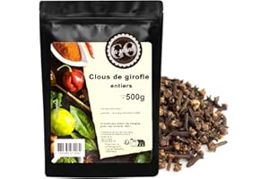 Clous de girofle entiers 500 g- LA PLANTIGO Un choix savoureux, Clous de Girofle Entier, Qualité Supérieure, Saveur Intense, Sachet avec Zip, Sans Colorant, Sans Additifs ni Conservateurs.