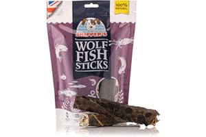SKIPPER'S Wolf Fish Skin Sticks - Handmade & Gently Air-Dried, Healthy & Long Lasting Dental Chews, Essential Omega 3 Oils, High in Protein, Grain Free, Removes Plaque | Regular (250g)