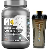 MuscleBlaze Biozyme Performance Whey Protein Powder, Chocolate Hazelnut (1kg) + Cyclone Blender Gym Shaker (700ml)