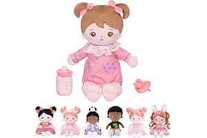 Starpony OUOZZZ Muñecas de Trapo,Muñecas para Niñas,Regalos para Niñas de 1 2 3 Años,Juguete Suave, Seguro y Divertido,32CM,con Tetina y Biberón