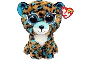 Ty- Animaux Beanie Boo's-Peluche Cobalt Le Leopard 15 cm-TY36691, TY36691, Beige, Bleu, Blanc, Small