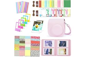 Leebotree Instant Camera Accessories Compatible with Instax Mini 12 Instant Film Camera, Include Case/Album/Wall Hang Frames/Film Frames/Border Stickers/Corner Stickers (Pink)