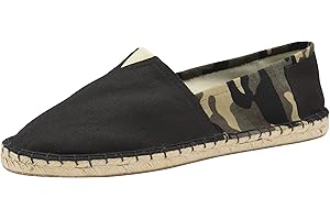 DUNLOP Mens Camo Espadrilles Flat Slip On Canvas Pumps Alpargatas Summer Trainer (8 UK, Black)