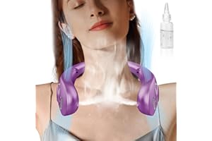 DDKJ Ventilador de Cuello con Agua,Collar Ventilador Cuello 5 Velocidades,Ventiladores de Cara Viento Arriba y Abajo-Morado