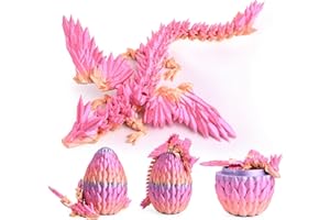 EKKONG 3D Printed Dragon in Egg, Full Articulated Crystal Dragon with Dragon Egg, Flexible Crystal Dragon Figurine Decor with Pearly Sheen, Adults Fidget Gift Toy for Autism ADHD (rainbow)