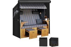 FARERKASS Farekass Strandkorb Schutzhülle Winterfest, 420D Oxford strandkorbhülle wasserdicht mit Reißverschluss,UV Beständig PU Schutzschicht Reißfest Abdichtung für strandkörbe Hülle, 135x105x175/140cm