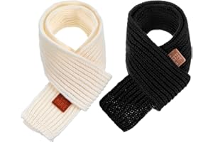 Abeillo 2 Pack Warm Kids Winter Knit Scarves Soft Knitted Neck Warmer Scarf Warm Scarves Wrap for Boys Girls
