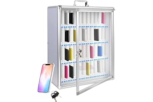 WUDLEP 48 Slots Cell Phone Locker Cabinet, Aluminum Alloy Phone Storage Cabinet with Keys, Wall Mounted Cell Phones Storage Box with Handle, for Office, Classroom, Gym