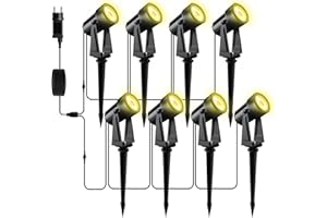 ‎YUUSEI Yuusei Gartenbeleuchtung 8er Set/26M, Warmweiß 3000K Led Strahler Außen, IP65 Wasserdicht Gartenlampe für Außen Garten Terrasse Bäume Rasen