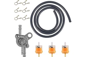 NQEUEPN Gas Line Hose Kit, Including 4.5mm ID Fuel Line Pipe, 3 Fuel Filters, 6 Hose Clamps Spring, Inline Shut Off Valve Petcock Fuel for 50cc 70cc 90cc 110cc 125cc 150cc Taotao Coolster Machines Motorcycle