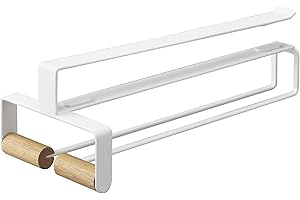 YAMAZAKI 3157 TOSCA Colgador para copas de vino debajo del estante, blanco, Acero/Madera, minimalista, 11 x 26 x 8 cm