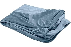FurHaven Copertura di ricambio per letto per cani in finta pelliccia e velluto, lavabile in lavatrice, blu porto, L