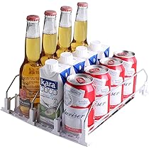 Organizer Frigorifero Per Bottiglie E Lattine - Dispenser Automatico A Molla - Capacit&agrave; 15 - Acciaio Inox