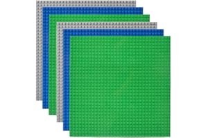 Lekebaby 6 Platten-Set Bauplatte Kompatibel mit Meisten Marken, 25 * 25cm, Grüne Blaue Graue Grundplatte
