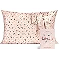 Kitsch Satin Pillowcase, Softer Than Silk Pillow Cases Queen, Cooling Pillow Covers, Satin Pillowcase w/Zipper for Hair, Skin & Quality Sleep, Wrinkle-Free & Smooth, Queen Size 19"x26", Cherry Print
