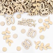 ParPix Coriandoli Legno 80° Compleanno: 100 Pezzi Decorazione Grande Per Festa