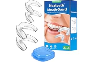 NEATEETH Mouth Guard for Teeth Grinding, Upgraded Night Guards for Sleeping, Pack of 4 Moldable Mouth Guard Stops Bruxism and Teeth Clenching 2 Sizes with a Travel Cases