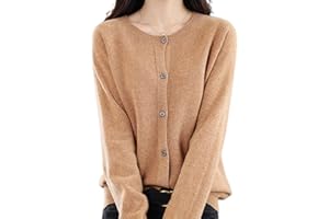 DJFOG Cardigan in cashmere da donna, cardigan a maniche lunghe con bottoni frontali in cashmere 2024, maglioni elastici in maglia morbida e calda