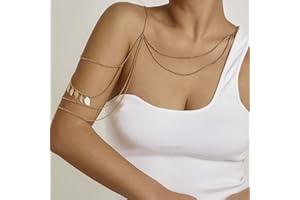 Inateannal Boho cadena de cuerpo de múltiples capas hoja de oro flecos collar de cadena de hombro borla en capas arnés de hombro sexy sujetador cadena declaración collar de hombro joyería para mujer