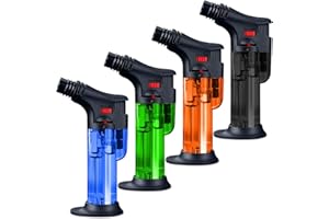 ‎VANORELL 4 Stück Flambierbrenner, Küchenbrenner Crème Brulée Brenner, Bunsenbrenner mit Sicherheitsschloss, Nachfüllbar Gasbrenner für Küche, Gebäck, Desserts, Camping, Grillen (Butan Inbegriffen)