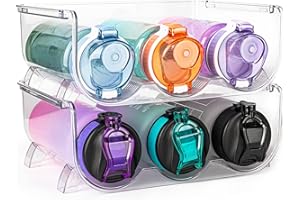 GOKEDA 2 packs Water Bottle Organizer, Water Bottle Holder, Stackable Portable for Efficient Storage for Kitchen Cabinets/Countertop/Refrigerator/Pantry Storage, Each Rack Holds 3 Containers, B3-2
