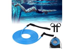 AKSOUL Piscine Ceinture Élastique de Natation Nage: Nageur Entraînement Kit Matériel Harnais sur Corde Statique Pochette Flottaison Réglable Ceinture de Résistance pour Nager Stationnaire Exercice Sangle