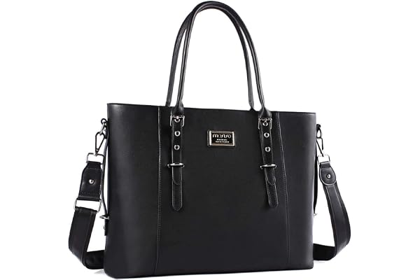 MOSISO Laptop Tote Sac(17-17,3 Pouces), PU Cuir Mallette Sac Bandoulière Compatible avec MacBook & Notebook Grande Capacité avec Compartiment Rembourré, Noir