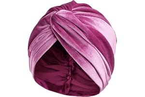 HIQUACC Women's Velvet Turban Hat Pre-Tied Headwrap Beanie Cap for Cancer Chemo Hair Loss