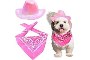 AWOCAN Dog Cowboy Hat Dog Cat Cowboy Hat Costume Bandana West Cowboy Accessories for Pet Metallic Space Shiny Cowboy Hats for Dog Cat (Pink)