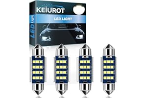 Keiurot 36MM Festoon Led 6418 Led Car Bulbs C5W Bulb CANBUS Error Free 239 6461 Led Festoon Bulbs for Car Interior Dome Map Door Courtesy Number Plate Lights White 12V-24V,Pack of 4