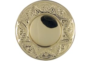 Needzo Religious Gifts High Polished Brass Etched Border Paten Communion Plate, 5 3/4 Inch