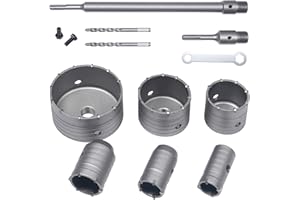 Flintronic Gruppo Seghe a Tazza, 10 pezzi Set di Punte Cave, per Trapano a Tazza con Diametro di 35 mm, 40 mm, 50 mm, 65 mm, 80 mm e 110 mm, SDS Plus, per Punte Resistenti Agli Urti