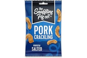 THE SNAFFLING PIG CO Snaffling Pig Pork Crackling 40g x 12 - Low Sugar High Protein Keto Savoury Snack (Perfectly Salted)
