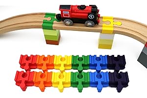 missing piece - Duplo-Adapter für Holzeisenbahnen (12 Stück) (Regenbogen)