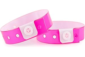 IBOO Set mit 100 Kunststoff-/Vinylarmbändern für Veranstaltungen, individuell anpassbar und wasserdicht (neon pink)