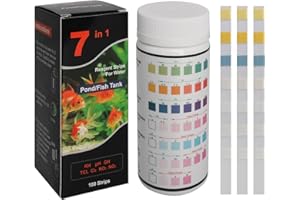 PIYMNYS 7 in 1 Aquarium Teststreifen, 100 Stück Aquarium Test Set für Süßwasser, Teich Fische Wasserqualität, Aquarium Wassertest zum Testen von Härte, Nitrit, Gesamtalkalität, Karbonat, freies Chlor,Cl2, pH