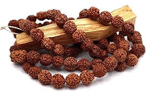 OzaarChawk Rudraksha - Collar de cuentas Mala con 108 cuentas de oración para Japón, meditación y para aumentar la calma, madera, sin piedras preciosas
