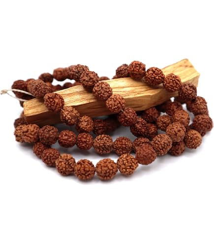 Rosario Rudraksha Petrichor 5 Mukhi – Mala Da 108 Perle Naturali (9-10 Mm) Con Certificato, Per Japa E Uso Quotidiano - 3