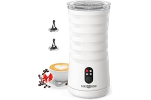‎PARIS RHÔNE PARIS RHÔNE Milchaufschäumer Elektrisch 4-in-1 Milchschäumer für Heißer und Kalter Milchschaum, Warme Milch, Rutschfest Griffige Form Automatische Abschaltung Milchbehälter, AMZPE-MF010B01,Weiß