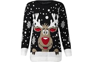 BSBAAA FASHIONS® Boys Girls Knitted Xmas Rudolph Reindeer Bambi Deer Santa Elf Top - Children Long Sleeve Novelty Sweater Merry Christmas Jumper Age Size 5-13 Years