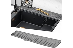 Volminex Alfombrilla para Fregadero Silicona, Alfombrilla de Grifo Estrecha, Antideslizante Protector Fregadero, Alfombrillas Escurreplatos para Proteger Encimera de Cocina y Baño (Gris, 60 cm)